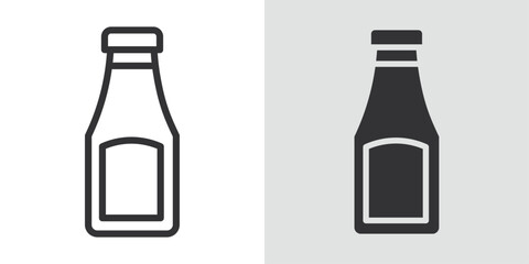 Ketchup icon Black line art vector logo set