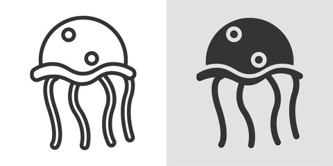 Jellyfish icon Black line art vector logo set