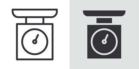 Kitchen scales icon Black line art vector logo set