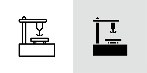 Laser machine icon Black line art vector logo set