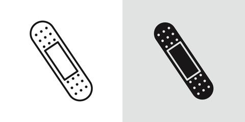 Medical patch icon Black line art vector logo set