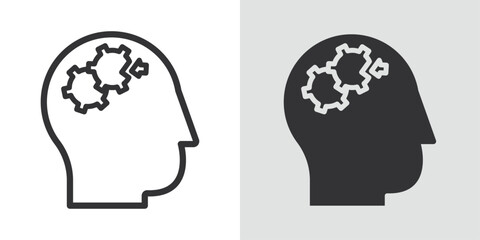 Mental disorder icon Black line art vector logo set