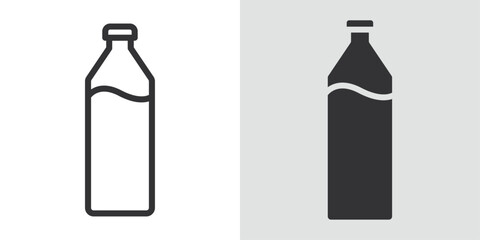 Milk bottle icon Black line art vector logo set