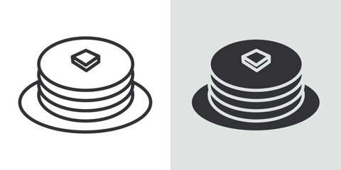 pancakes icon Black line art vector logo set
