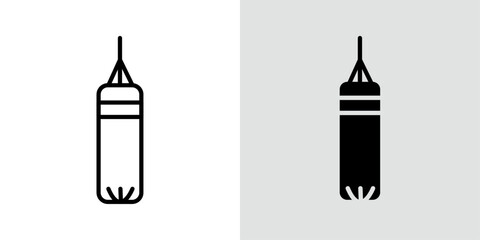 Punching bag icon Black line art vector logo set