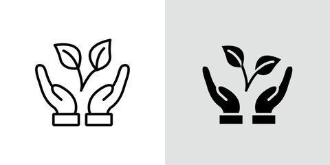 Save environment icon Black line art vector logo set