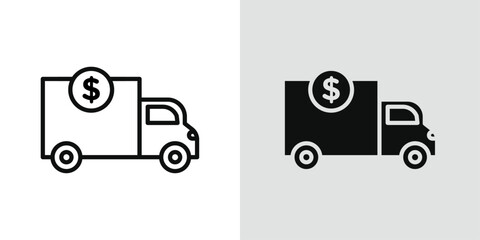 Shipping charges icon Black line art vector logo set