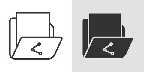 Share folder line icon Black line art vector logo set