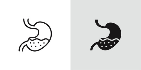 Stomach icon Black line art vector logo set