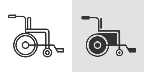 Wheelchair icon Black line art vector logo set