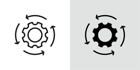 Workflow process icon Black line art vector logo set