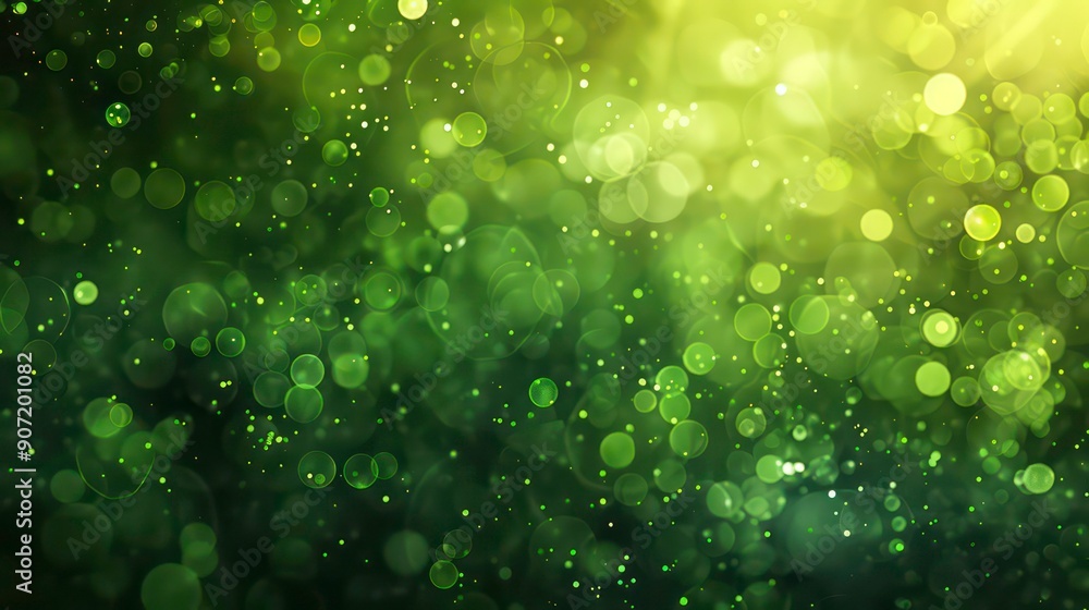Poster An abstract green background featuring bokeh lights that create a soft and ethereal feel.