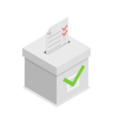 3D Isometric Flat  Illustration of Voting Box Set. Item 1