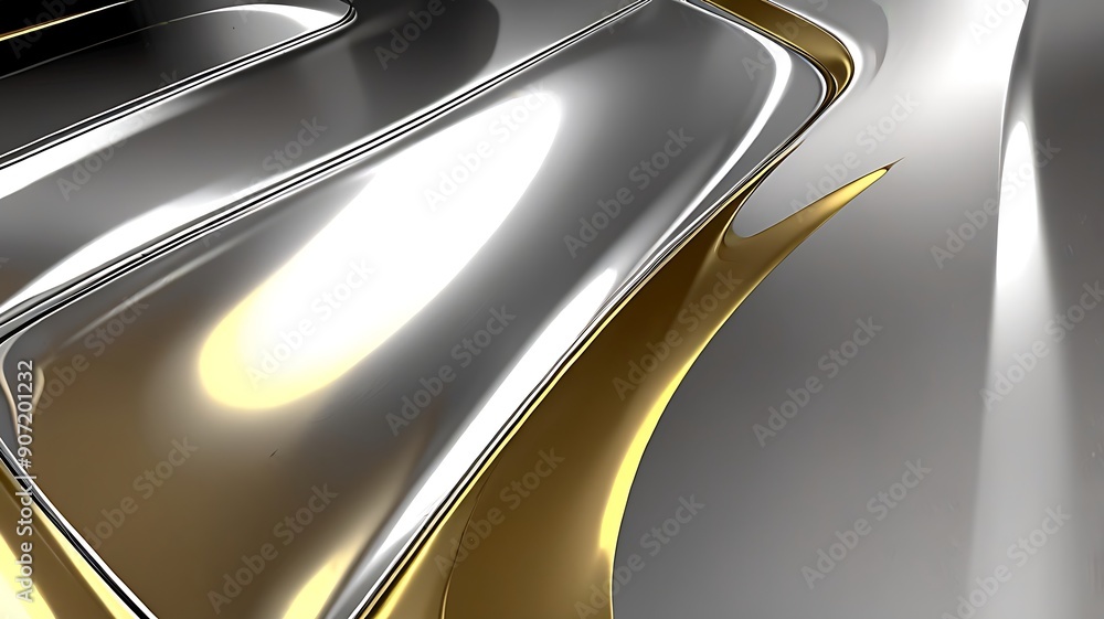 Aufkleber shiny metallic surface with abstract shapes and light reflections. ideal for backgrounds, technology