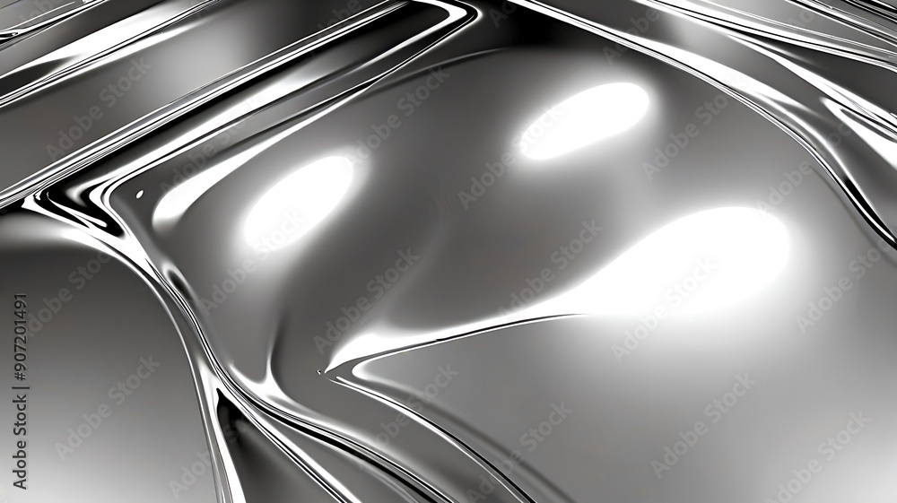 Aufkleber shiny metallic surface with abstract shapes and light reflections. ideal for backgrounds, technology