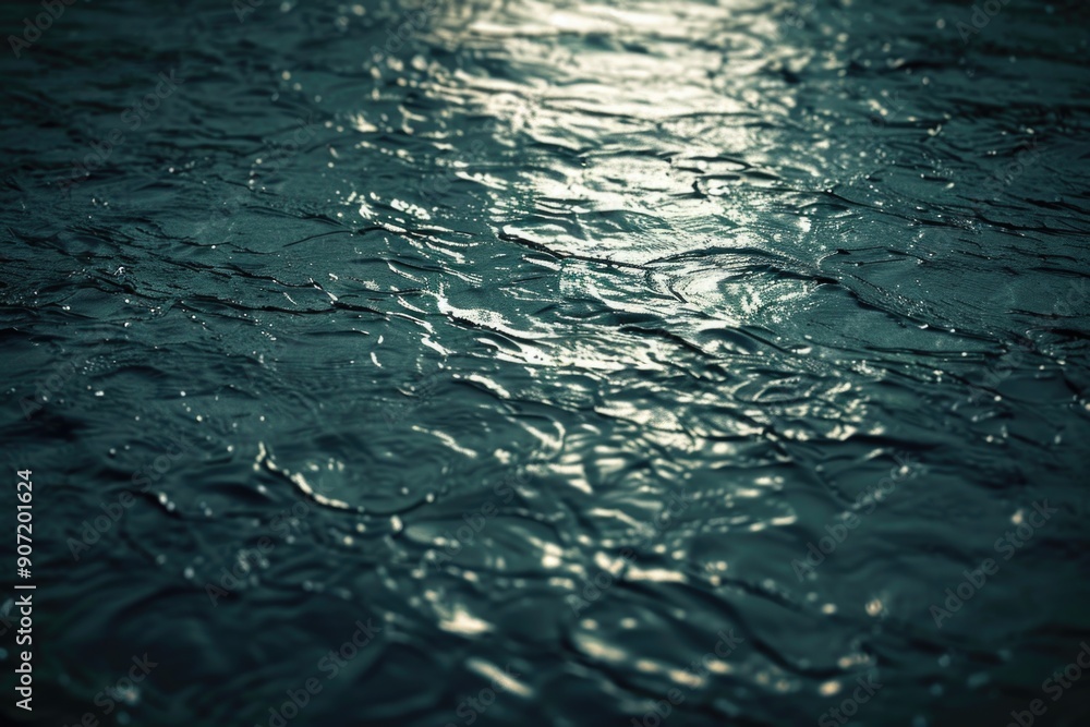 Poster a close-up view of the surface of a calm body of water, suitable for use in illustrations about natu