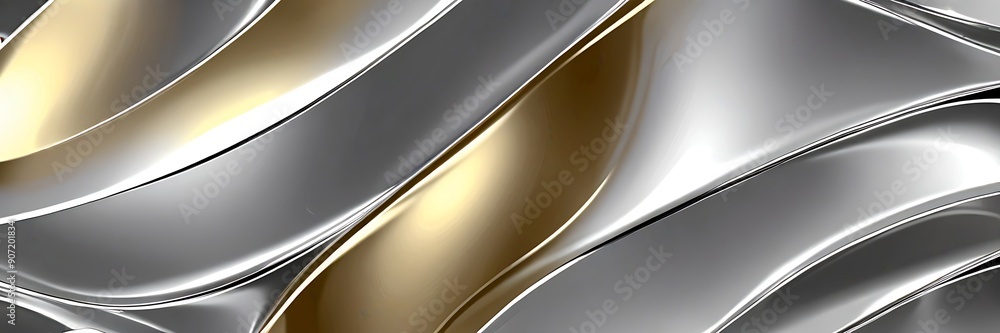 Aufkleber shiny metallic surface with abstract shapes and light reflections. ideal for backgrounds, technology
