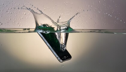 A smartphone accidentally dropped in water, showcasing the immediate aftermath and steps for rescue and repair. Perfect for tech enthusiasts and those looking for practical solutions to common mishaps