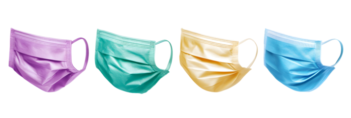 color Medical mask Isolated on Transparent Background