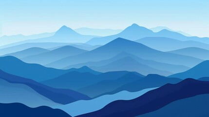 Blue mountain landscape vector illustration. Scenery landscape of mountain ridge in the morning which is very good
