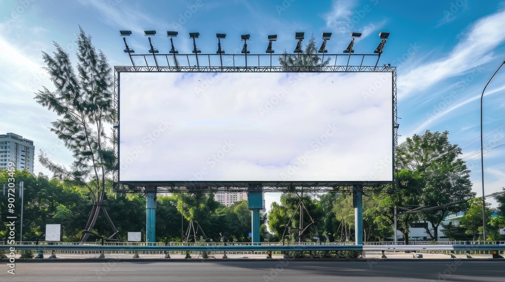 Poster a lonely billboard stands next to a deserted road, offering no hints about its purpose or message