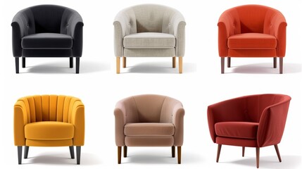 Fototapeta premium A row of chairs with different colors and designs