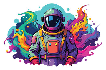 Astronaut in Colorful Cosmic Landscape