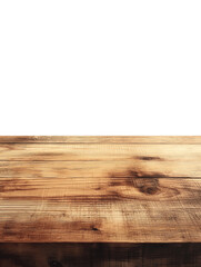 a front view of a dark brown, empty wooden table with transparent background, serving as a blank wood table mockup