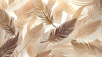 Brown and white feathers in a random pattern, suitable for backgrounds, textures, and designs with a natural and rustic feel.