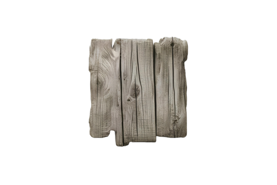 Rough wooden plank cut out brown plank wood desk board panel isolated white transparent old hardwood signs shape object
