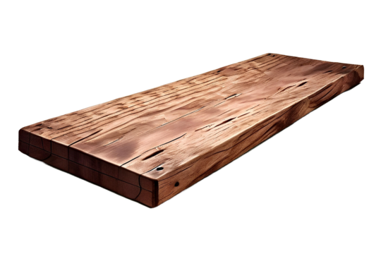 Rough wooden plank cut out brown plank wood desk board panel isolated white transparent old hardwood signs