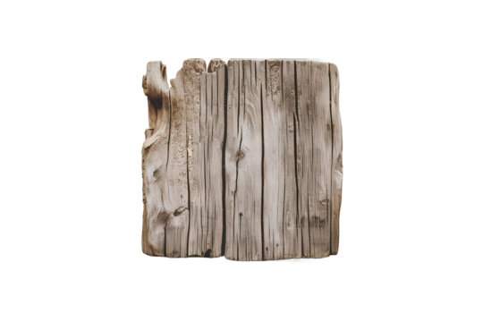 Rough wooden plank cut out brown plank wood desk board panel isolated white transparent old hardwood signs shape object textured pattern vintage