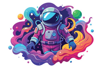 Fototapeta premium Astronaut in a Colorful Nebula