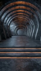 Futuristic Bunker Aesthetic: A Modern Clean Sci-Fi Cement Underground Studio with Grunge Textures, Emblematic of Dark Sci-Fi Futurism in a 3D Rendered Space