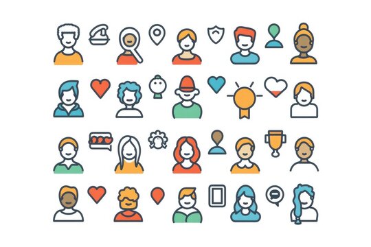 A group of individuals with unique digital avatars, potentially used for gaming or online profiles