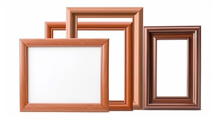 Four wooden framed pictures with a white frame