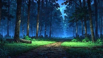 Fototapeta premium bialowieza forest polandbelarus natural wonders around the world night view anime theme