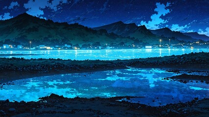 blue lagoon iceland natural wonders around the world night view anime theme