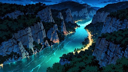 Fototapeta premium gorges du verdon france natural wonders around the world night view anime theme