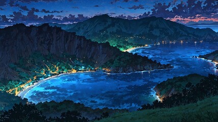 Fototapeta premium kelimutu indonesia natural wonders around the world night view anime theme