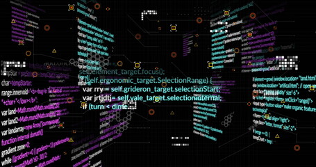 Image of data processing over dark background