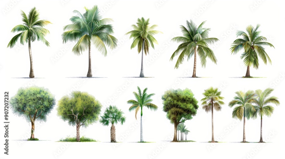Poster a collection of trees with different shapes and sizes