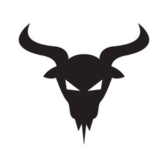 Devil Skull Vector Black and White Isolated Icon