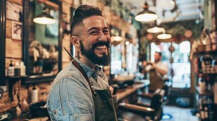 Obraz premium Barber with a Big Smile