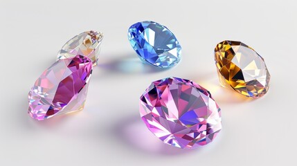 Four different colored diamonds are shown in a row