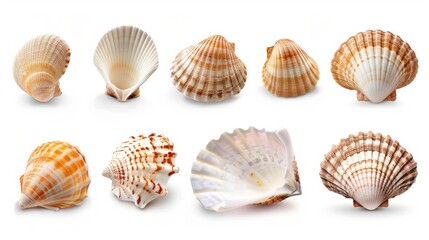A collection of seashells with different patterns and colors