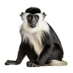 Obraz premium Black-And-White Colobus Monkey Sitting On Transparent Background