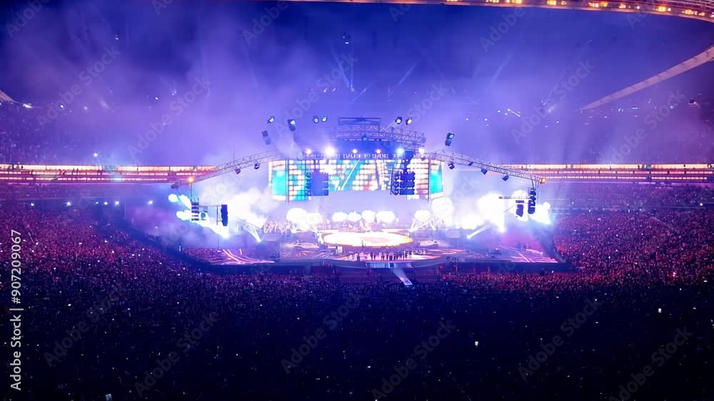 Aufkleber a lively concert unfolds with vibrant lights illuminating the stage, while an excited audience enjoy