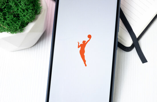 New York, USA - 1 August 2024: WNBA Logo on Phone Screen, Sports Symbol Sign