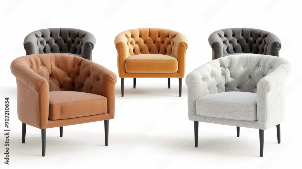 Poster a row of four chairs, each with a different color
